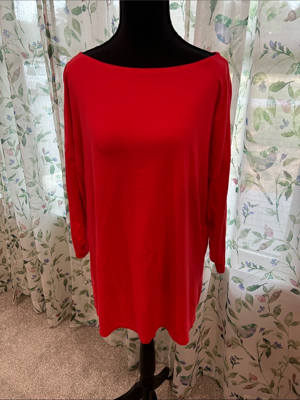 Lands' End Red Boatneck Tunic Top